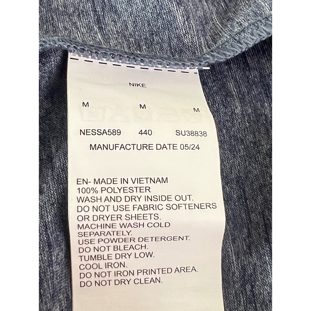 Nike Swim Mens Dri-FIT UPF 40+ Heathered Blue Rash Guard Shirt NESSA589 Size M - Picture 6 of 8